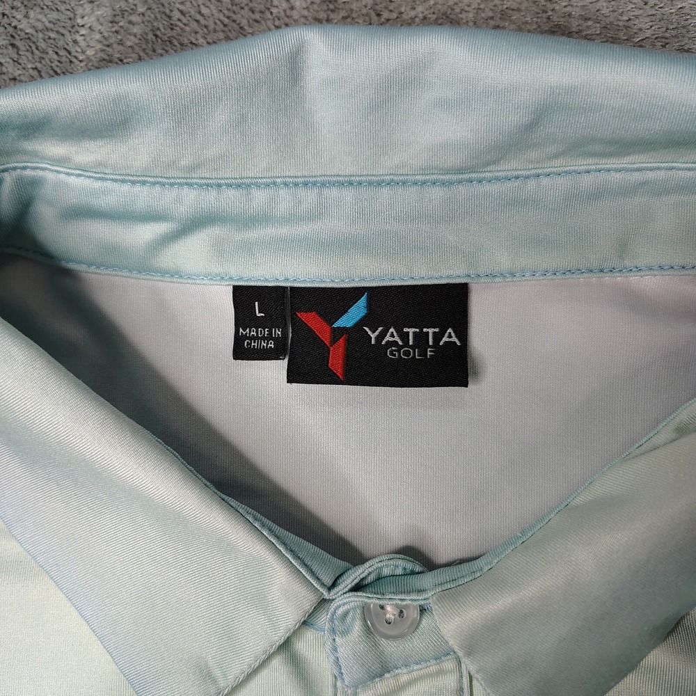 Yatta Golf Polo Shirt Men L Blue Mountains AOP Performance Outdoors Short Sleeve - Picture 3 of 7